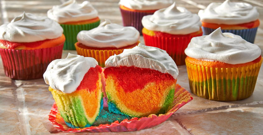 Sweet 'n Tart Rainbow Cupcakes